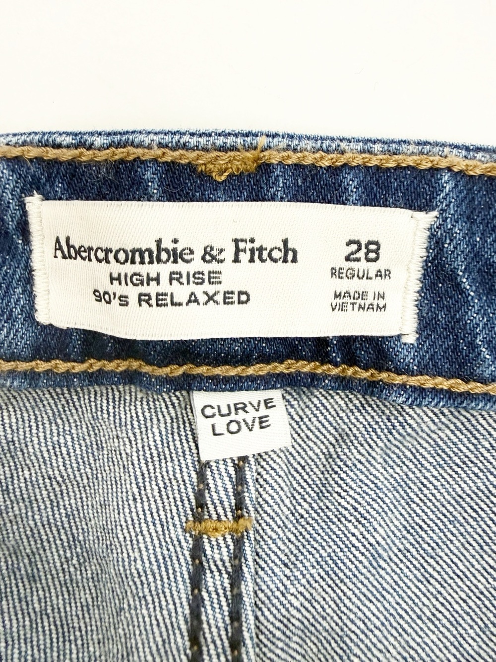 Abercrombie & Fitch High Rise 90s Relaxed Floral Embroidered Jeans Curve Love - Picture 15 of 16